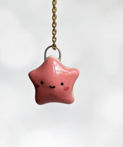 handmade porcelain pendant cute pink star