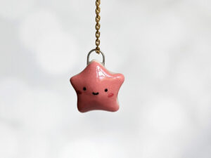 handmade porcelain pendant cute pink star