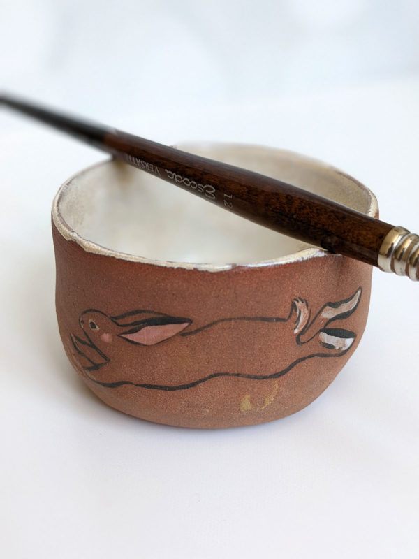 handmade stoneware artist cup for painting