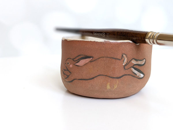 handmade stoneware artist cup for painting