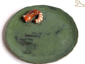 Handmade porcelain tray red panda