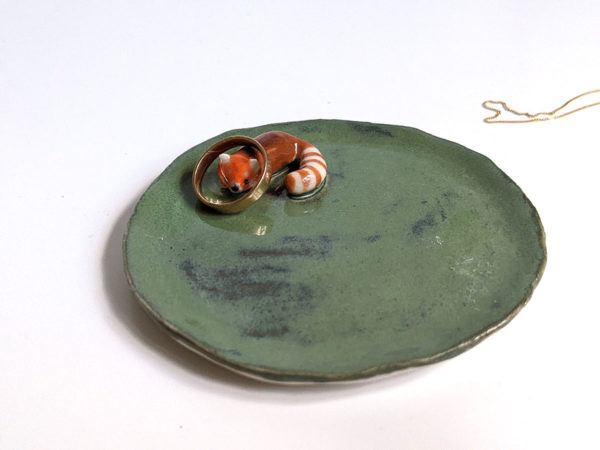 Handmade porcelain tray red panda