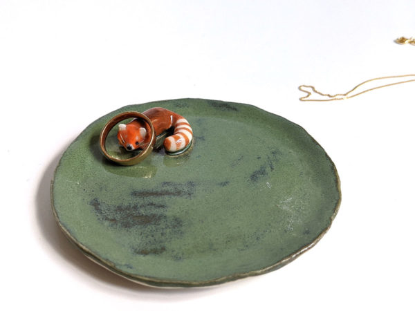 Handmade porcelain tray red panda