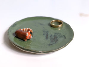 Handmade porcelain tray red panda