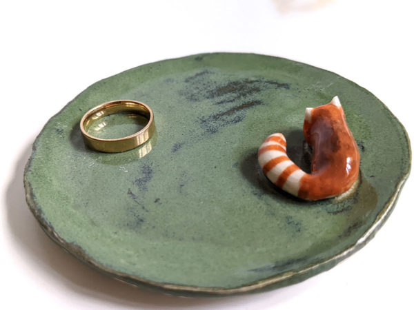 Handmade porcelain tray red panda