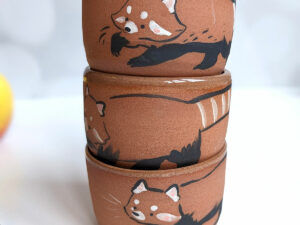 red panda handmade ceramics cup