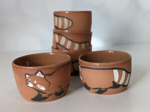 red panda handmade ceramics cup