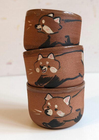 red panda handmade ceramics cup