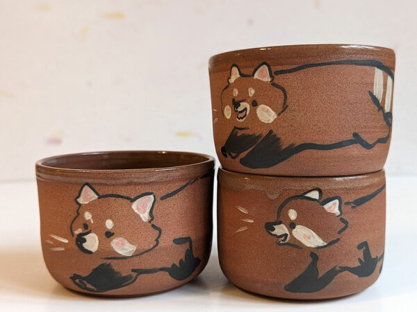 red panda handmade ceramics cup