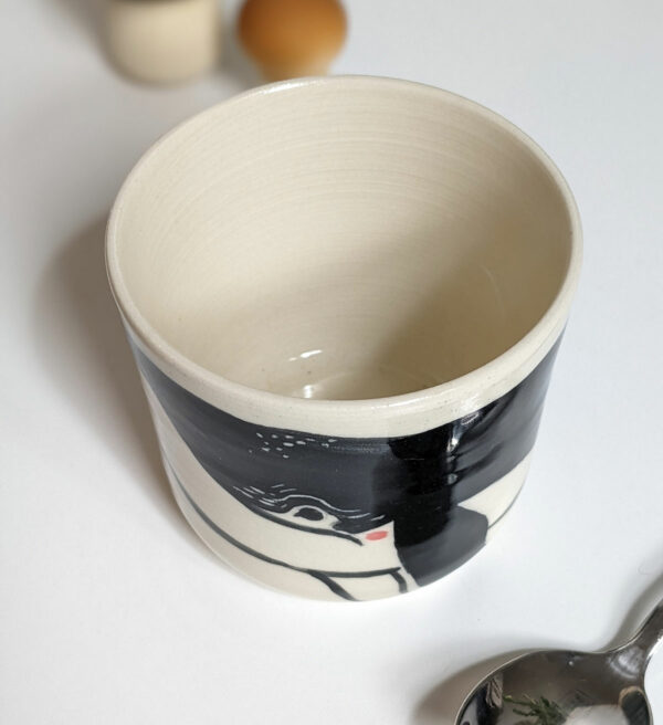white porcelain whale cup handmade pottery