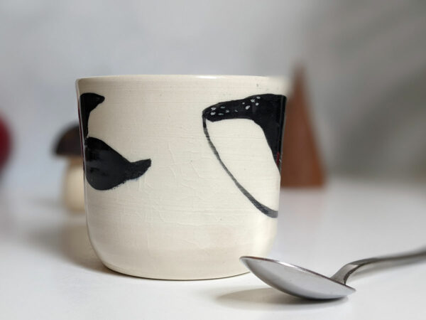 white porcelain whale cup handmade pottery