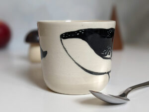white porcelain whale cup handmade pottery