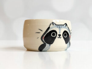 stoneware raccoon tumbler