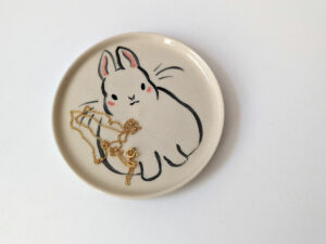 stoneware ring tray lop bunny handmade