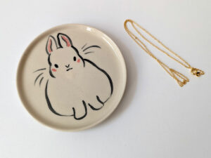 stoneware ring tray lop bunny handmade