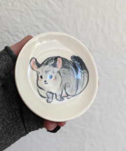 handmade chinchilla painted dish