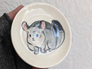 handmade chinchilla painted dish