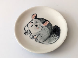 handmade chinchilla painted dish