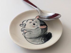 handmade chinchilla painted dish