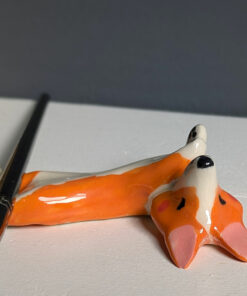 porcelain corgi brush holder
