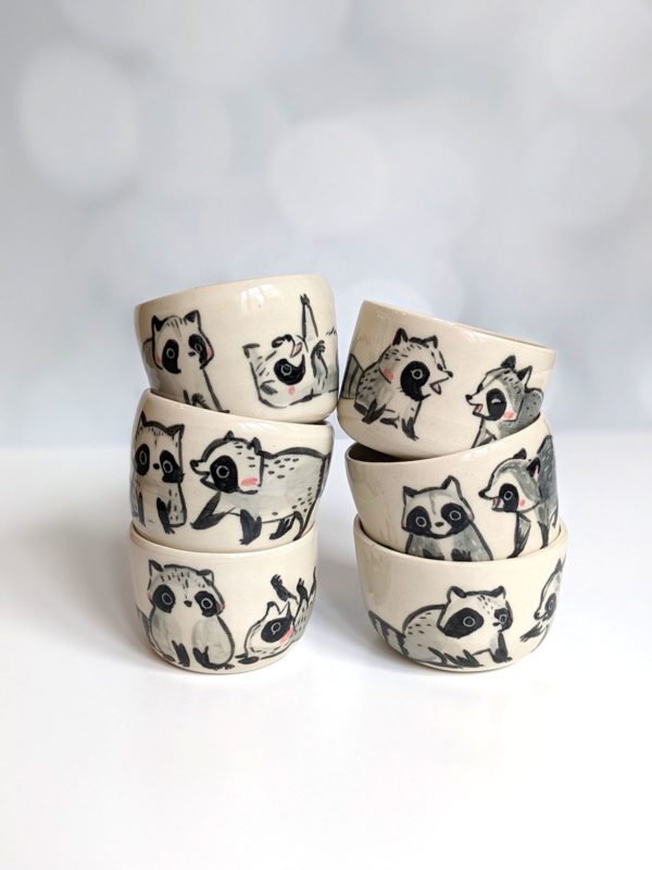 stoneware tumbler raccoon kness