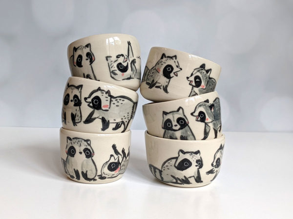 stoneware tumbler raccoon kness