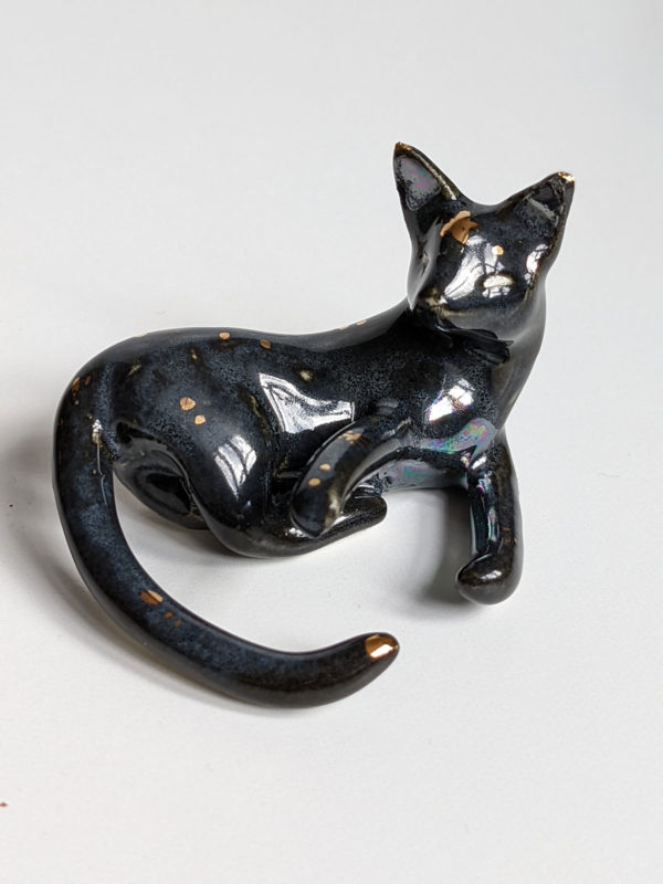 night sky porcelain cat figurine