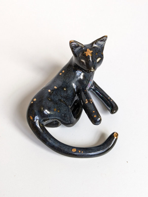 night sky porcelain cat figurine