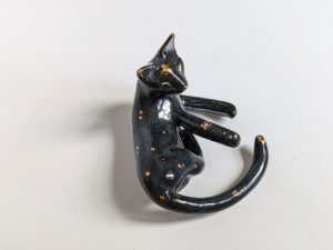 night sky porcelain cat figurine
