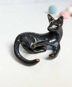 night sky porcelain cat figurine