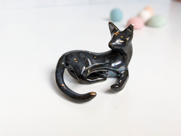 night sky porcelain cat figurine