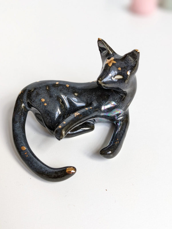 night sky porcelain cat figurine