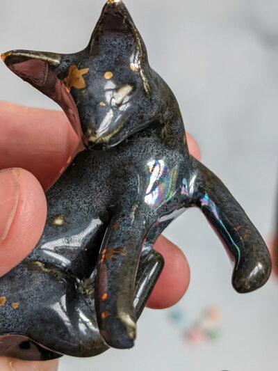 night sky porcelain cat figurine