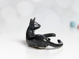 night sky porcelain cat figurine