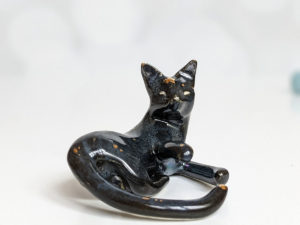 night sky porcelain cat figurine