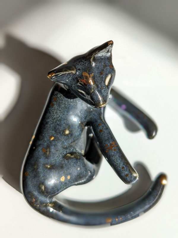 night sky porcelain cat figurine