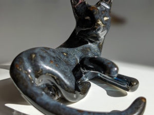 night sky porcelain cat figurine