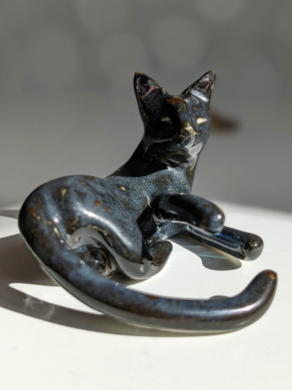 night sky porcelain cat figurine