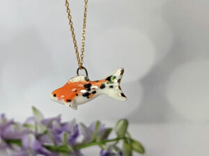 koi fish porcelain pendant