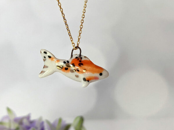 koi fish porcelain pendant