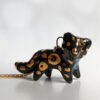 black panther porcelain pendant handmade with gold and pearl