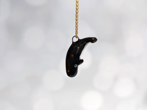 handmade spermwhale pendant porcelain gold