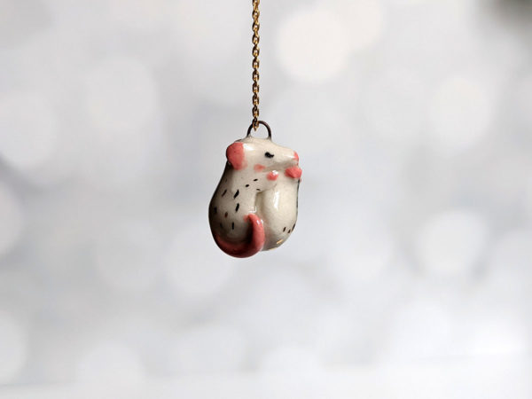 porcelain pendant two rats