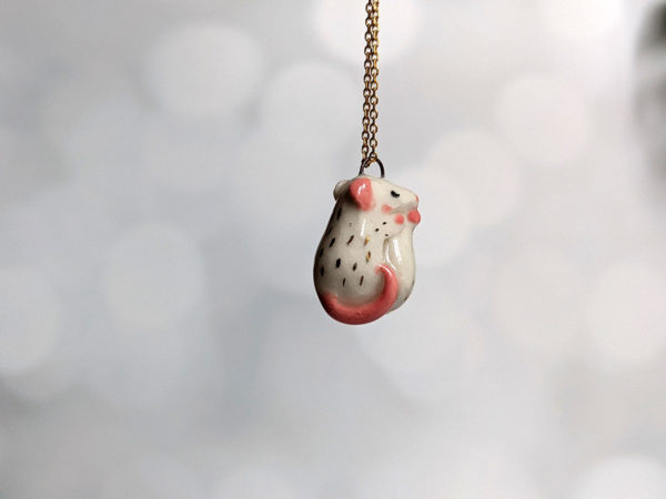 porcelain pendant two rats