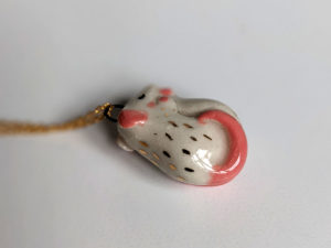 porcelain pendant two rats