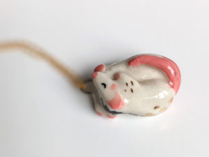 porcelain pendant two rats