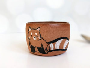 handmade red clay tumbler red panda