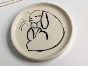 stoneware ring tray lop bunny handmade