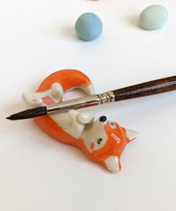 porcelain shiba inu brush holder
