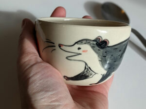 handmade opossum cup kness